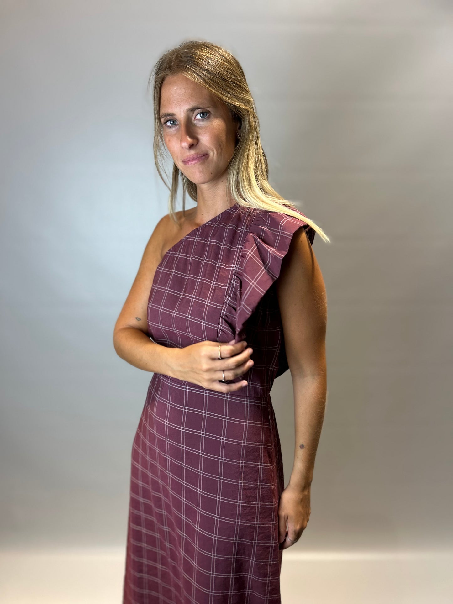 Vestido Cuadro Vino