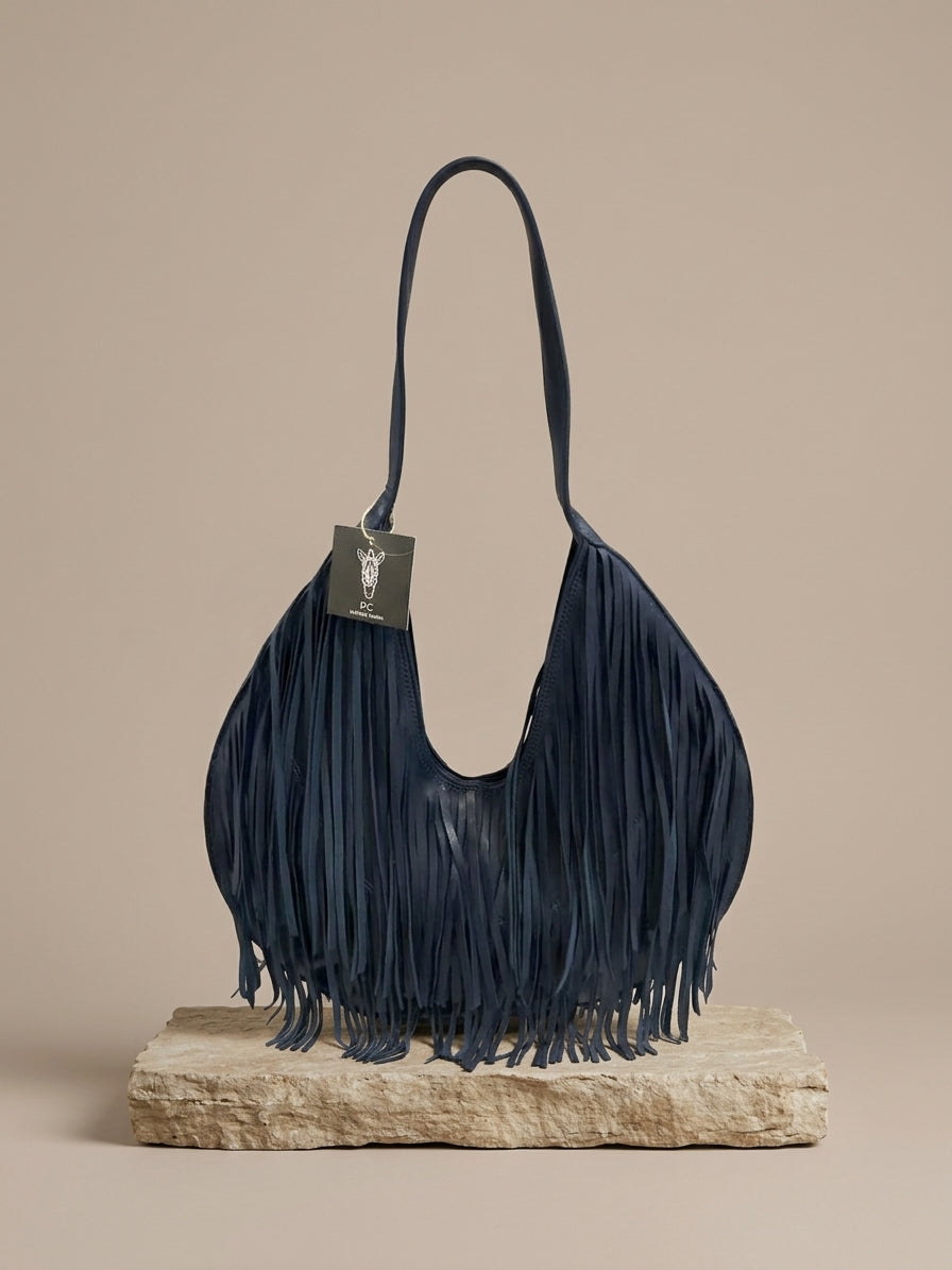 Bolso flecos azul marino