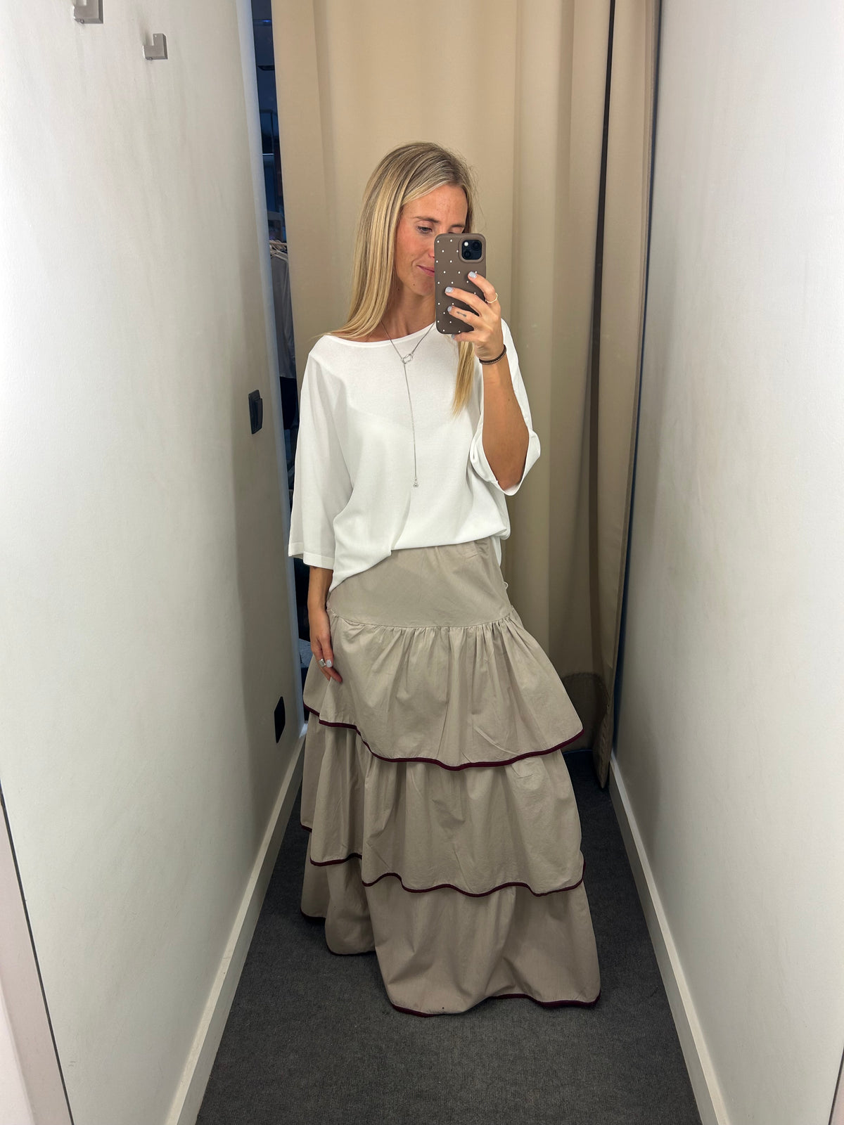 Falda beige bicolor