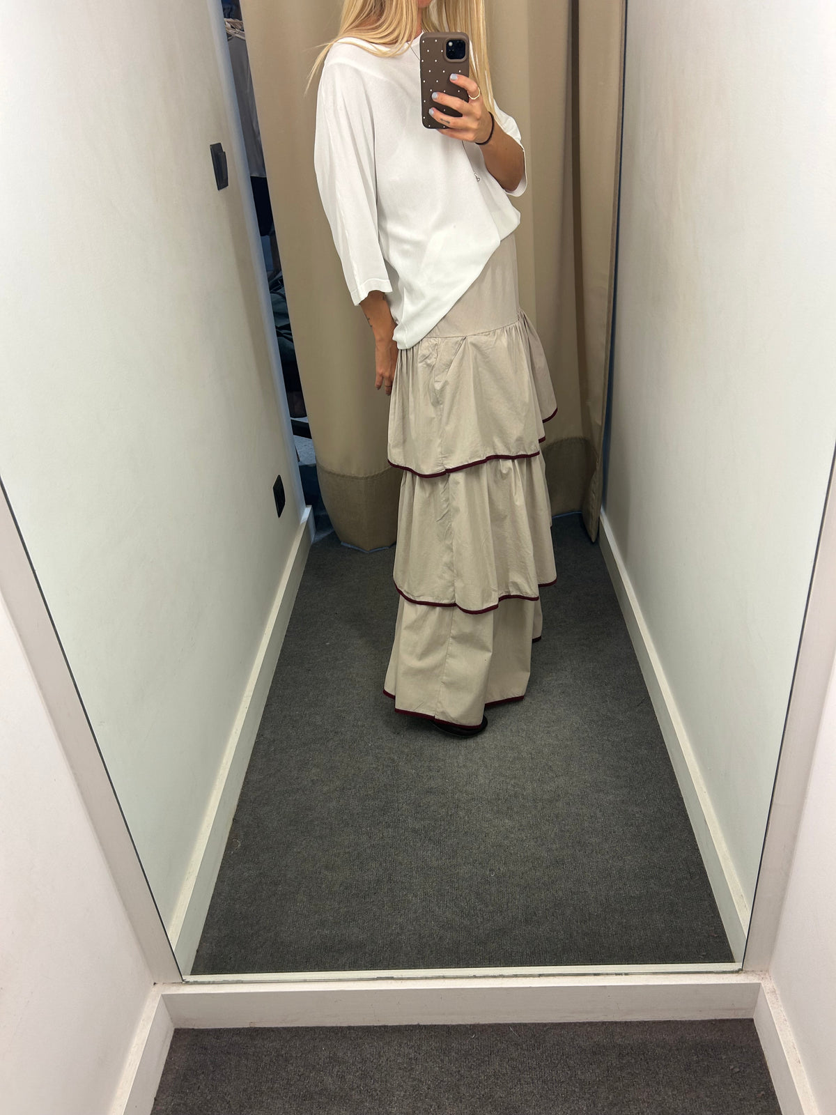 Falda beige bicolor