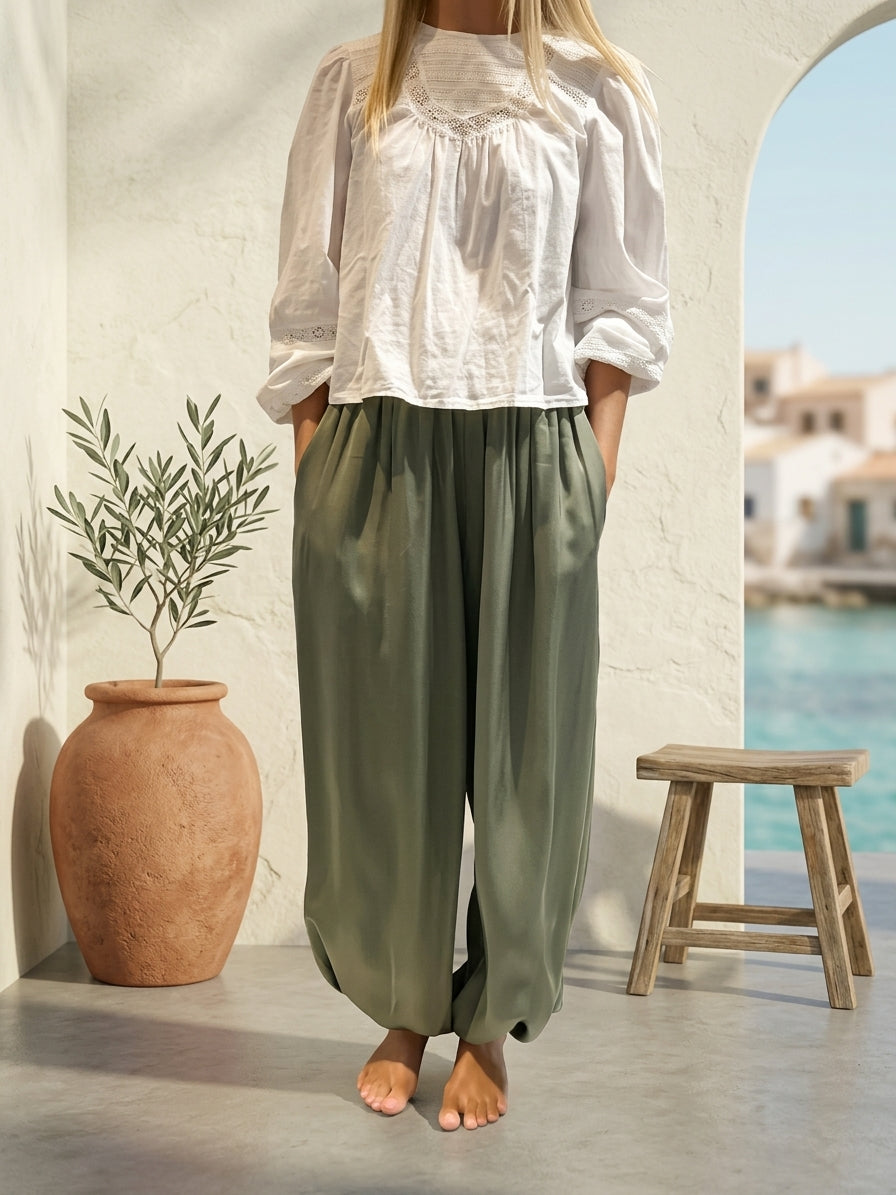 Pantalón satinado verde