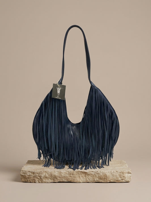 Bolso flecos azul marino