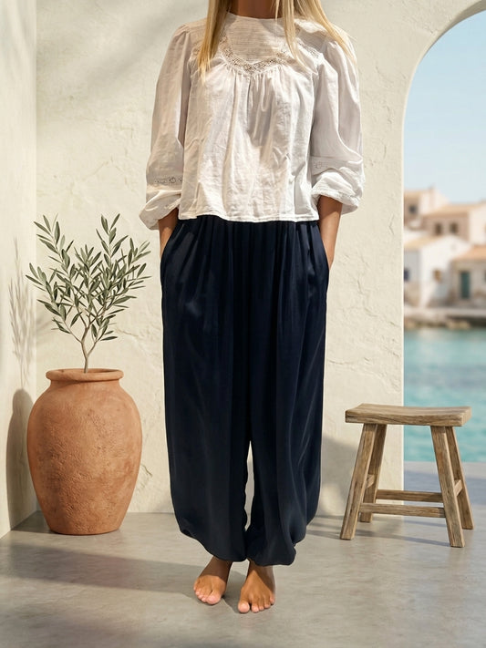 Pantalón satinado azul
